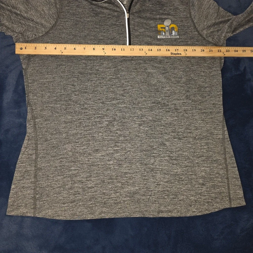 Nike NFL Super‎ Bowl 50 Grey Heather Dri-FIT Quarter Zip Pullover Mens XL